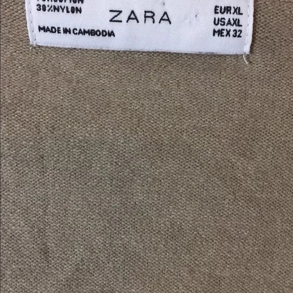 Zara Women V Neck Sweater Beige XL Cotton Blend Long Sleeve - Picture 3 of 11
